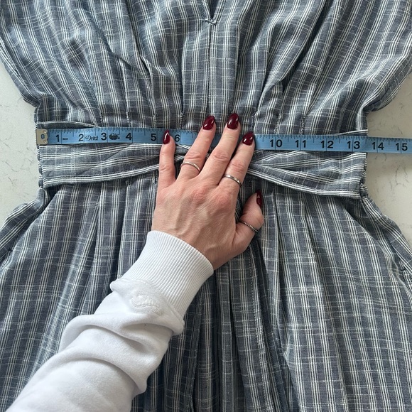 NWOT Max Studio Tie Front Cotton Blend Navy/White Train Striped Midi Dress - Picture 15 of 16